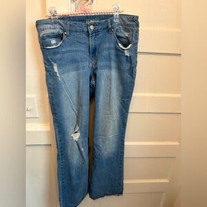 Rewash Light Blue Denim Jeans size 11 + stretch waist 30 distressed raw hem